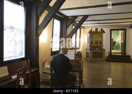 Music presentation in Instrument Hall of Bachhaus Museum, birthplace of Johann Sebastian Bach, Eisenach, Thuringia, Germany, Eur Stock Photo