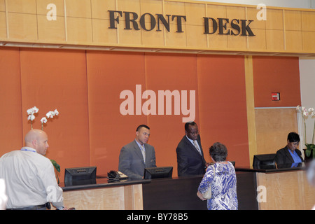 Atlanta Atlanta Georgia,Hyatt Regency,hotel hotels lodging inn motel motels,lodging,chain,hospitality,lobby,front desk check in reception reservation Stock Photo