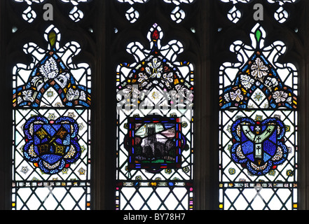 Stained glass in St. James Church, Chipping Campden, Gloucestershire, England, UK Stock Photo