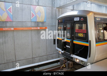 Atlanta Georgia,Buckhead,Peachtree Street,MARTA,Buckhead Station,subway,train,train,art,platform,arriving train,GA101009038 Stock Photo