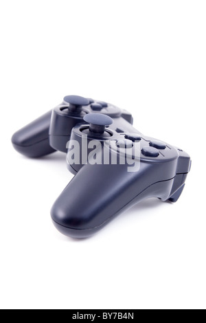 Joystick Video Games Black Isolated On White Background Stock Photo - Alamy