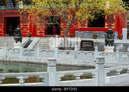 Asia, China, Beijing. The Hall of Diligent Government in Fragrant Hills Park (Xiangshan). Stock Photo