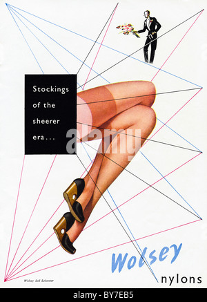 1940s advertisement for WOLSEY nylon stockings in women's magazine Stock Photo