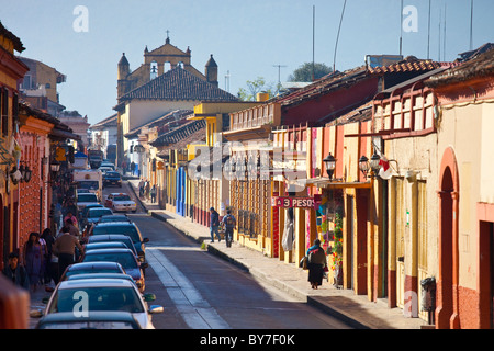 Street scene in San Cristobal de las Casas, Chiapas, Mexico Stock Photo