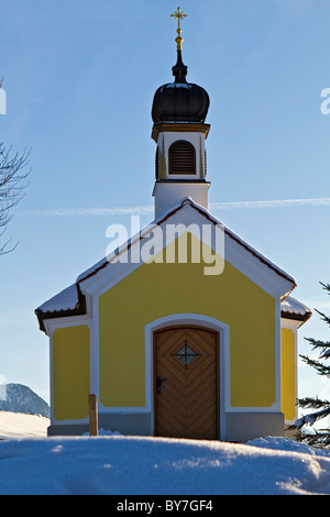 Upper Bavaria, chapel in winter Stock Photo