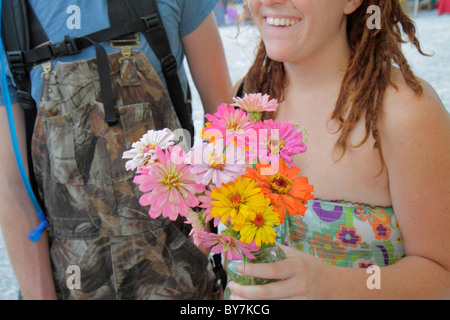 Chattanooga Tennessee,Main Street Farmers Market,farmer's,farmers',sustainable food,seasonal,locally grown,agriculture,fresh flower flowers,adult adul Stock Photo