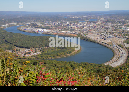 Tennessee Chattanooga,Lookout Mountain,Point Park,National Military Park,Civil War Battleground,Tennessee River,panoramic view,aerial overhead view fr Stock Photo