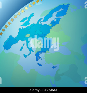 Abstract business blue background with europe map Stock Photo