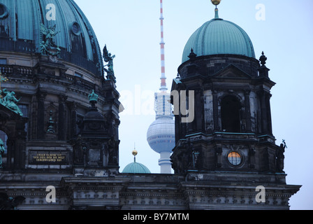 Berliner Dom with the TV Tower behind Stock Photo