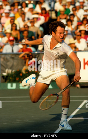 John McEnroe competing at the 1982 US Open. Stock Photo