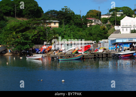 Fishing boats in the harbour, Castries, St. Lucia, Caribbean. Stock Photo