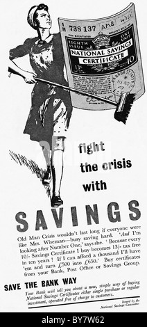 1940s advertisement for NATIONAL SAVINGS CERTIFICATES in women's home economics magazine Stock Photo