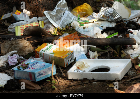 garbages dumped in a place carelessly Stock Photo