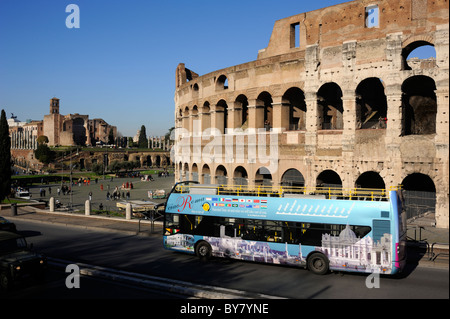 italy, rome, colosseum, tourist bus