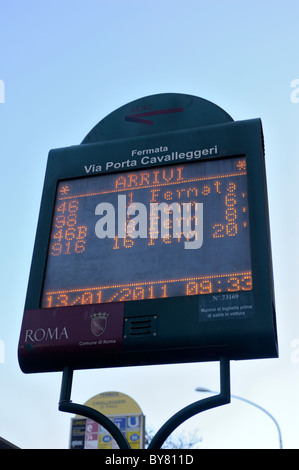 Italy, Rome, electronic bus stop, buses waiting time Stock Photo