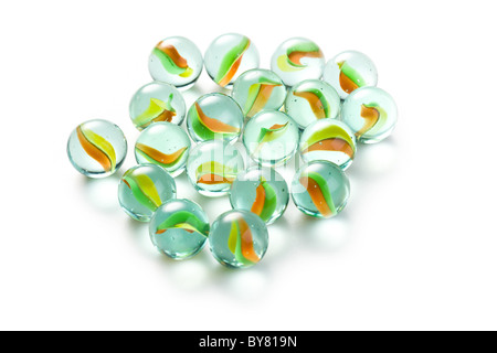 colorful glass marbles on white background Stock Photo