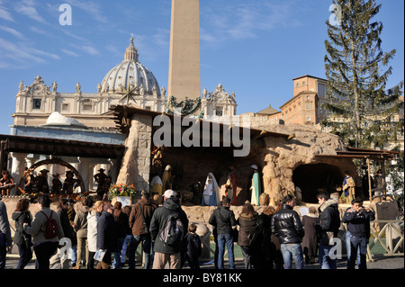 Italy, Rome, St Peter's Square, Christmas crib Stock Photo