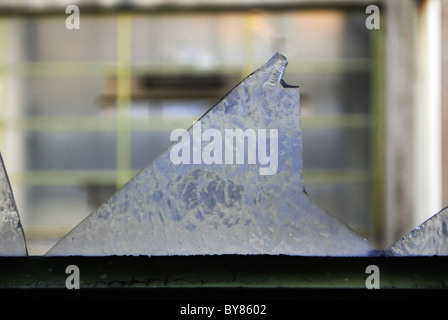 broken glass on the old window Stock Photo