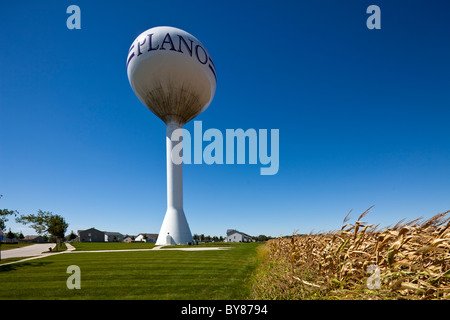 water tower of Plano, Kendall County, Illinois, USA Stock Photo