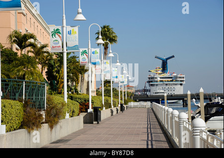 The Downtown Tampa Rivewalk District Florida in the heart of the city on the Hillsborough River Stock Photo