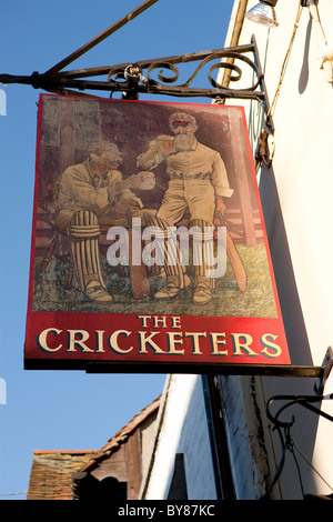 The Cricketers pub sign Canterbury Stock Photo