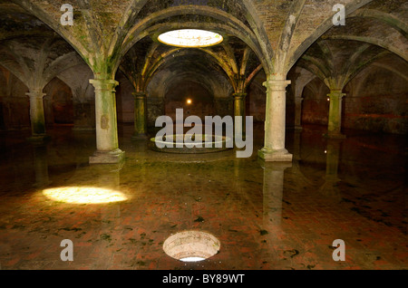 Vaulted armoury and skylight in underground Portuguese cistern with fresh water in the old city of El Jadida Morocco Stock Photo