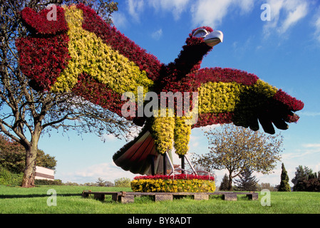 Topiary Eco Sculpture, Burnaby, BC, British Columbia, Canada - Public Art, Urban Artwork, Living Plants in Eagle Bird Sculptures Stock Photo