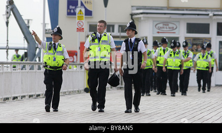 British Police on Bournemouth Pier. Picture by James Boardman Stock Photo