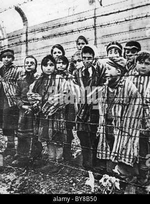 AUSCHWITZ CONCENTRATION CAMP children photographed by Russians who liberated the camp in January 1945 Stock Photo