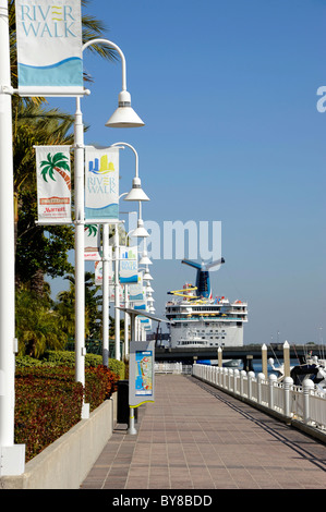 The Downtown Tampa Rivewalk District Florida in the heart of the city on the Hillsborough River Stock Photo