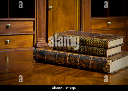 Stack Of Three Old Books Stock Photo