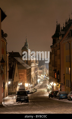 Night scene from center of Nuremberg, Germany Stock Photo