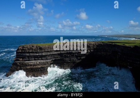 Sea Anglers fishing off the Cliffs of Downpatrick Head, County Mayo, Ireland Stock Photo