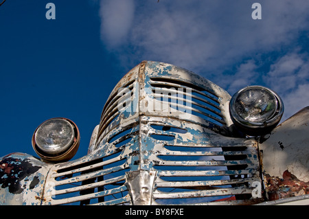 Grille of old antique car in Santa Fe New Mexico Stock Photo