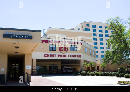 A hospital and emergency entrance of a modern hospital. Stock Photo