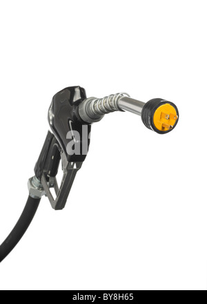 gas pump nozzle with electric connector on the end cutout Stock Photo