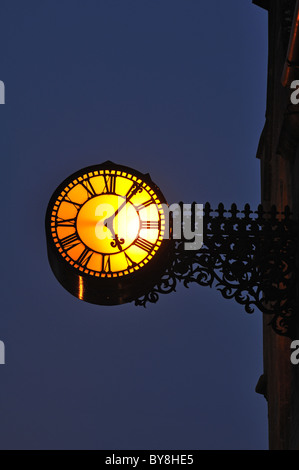 Clock in High Street, Broadway, Worcestershire, England, UK Stock Photo ...