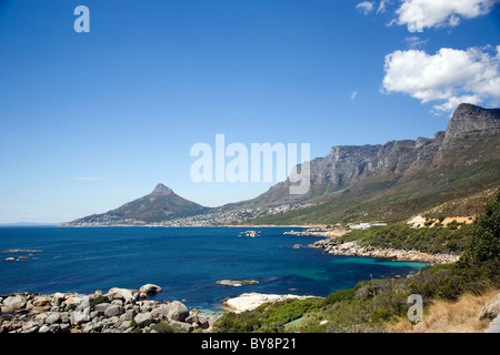 View of Ouderkraal under Twelve Apostles and Lion's Head in the distance - Cape Town Stock Photo