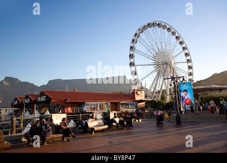 Wheel of Excellence at Waterfront, Table Mountain in Distance - Cape Town Stock Photo