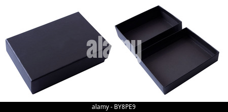 black gift box open and closed on a white background Stock Photo