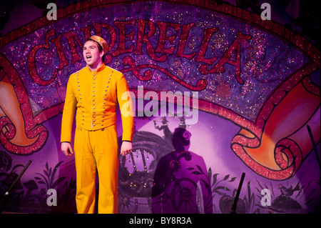The character Buttons in the traditional 'Cinderella' pantomime, Aberystwyth Arts Centre, UK Stock Photo