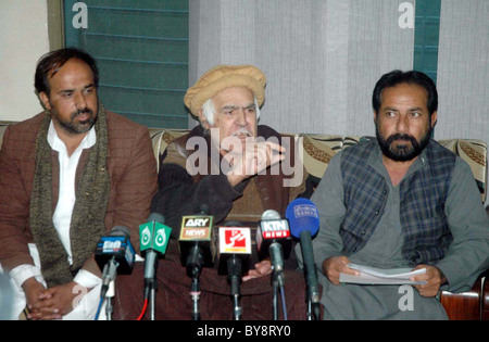 Public Works Department (PWD) Employees Union president addresses a press conference in Quetta on Monday, January 24, 2011 Stock Photo