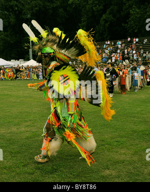 A young fancy dancer at the Cherokee Pow Wow in Cherokee, North Carolina Stock Photo