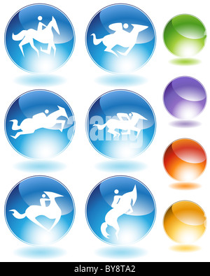 Horse icon crystal set isolated on a white background. Stock Photo