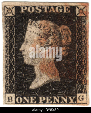 Penny Black stamp from 1840 Stock Photo