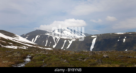 Panoramic view of mount Naroda (or Narodnaya), the highest peak of the Urals. Polar Urals, Russia Stock Photo