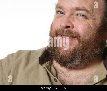 Portrait of a middle aged and obese bearded man. Stock Photo