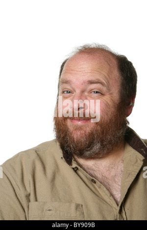 Portrait of a middle aged and obese bearded man. Stock Photo
