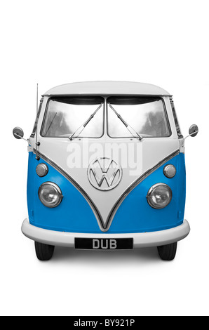 VW Devon Camper - Blue, colour can be adjusted using Hue/Sat. Stock Photo