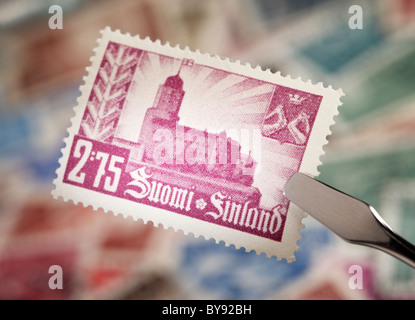 Finnish stamp from 1941. The finnish Vyborg (Viipuri) Castle. Stock Photo